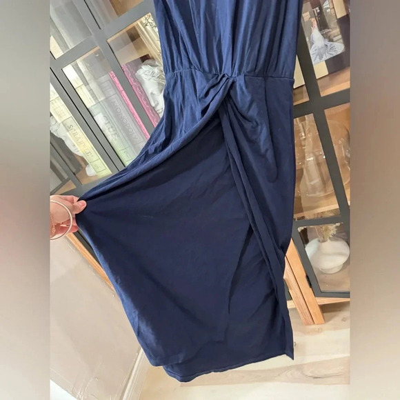 Derek Lam 10 Crosby navy Landry Twist-Front Jersey midi Dress sleeveless knot - Picture 5 of 7